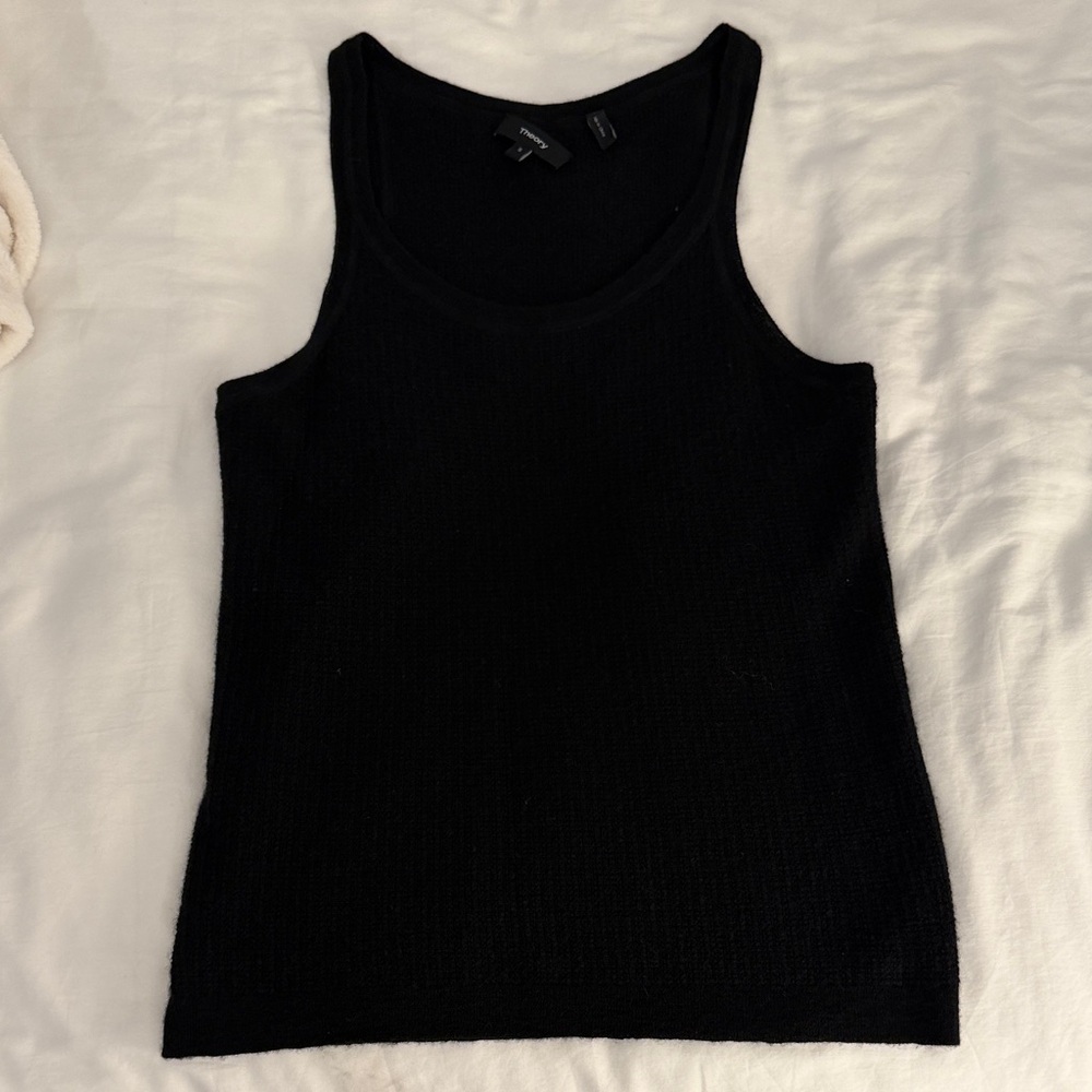 Theory Black Ribbed Cashmere Tank Top - Women